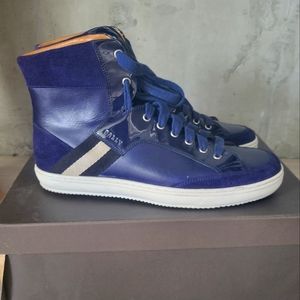 BALLY Oldani Velvet and Leather High-Top Sneakers